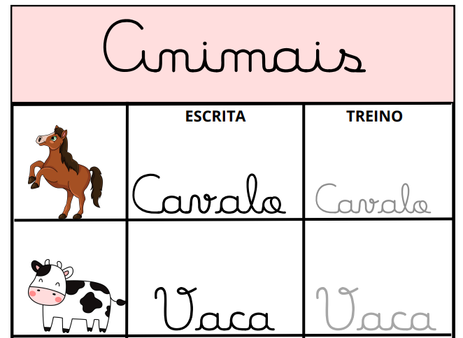 Treino da Letra Cursiva